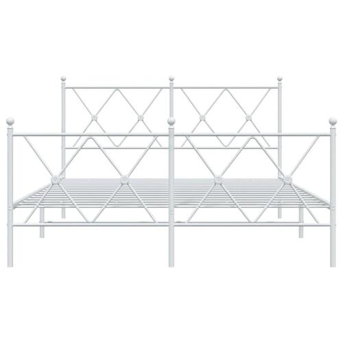 Sengeramme med sengegavl og fodgærde 140x200 cm metal hvid