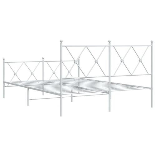 Sengeramme med sengegavl og fodgærde 140x200 cm metal hvid