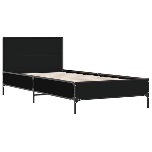 Sengeramme 100x200 cm konstrueret træ og metal sort