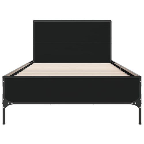Sengeramme 100x200 cm konstrueret træ og metal sort