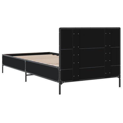 Sengeramme 100x200 cm konstrueret træ og metal sort