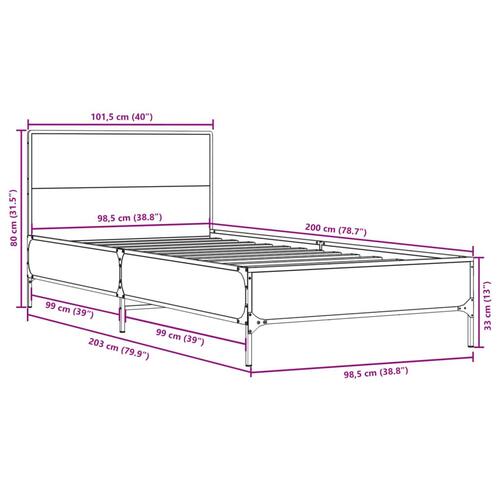 Sengeramme 100x200 cm konstrueret træ og metal sort