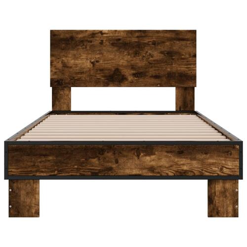 Sengeramme 100x200 cm konstrueret træ og metal røget eg