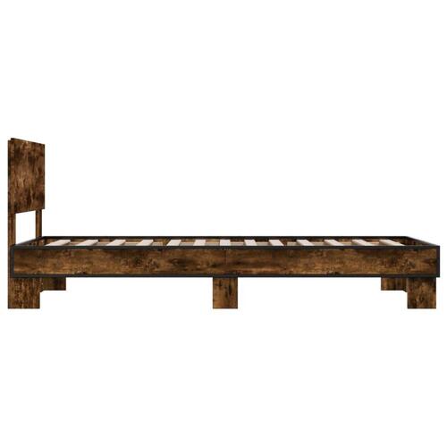 Sengeramme 100x200 cm konstrueret træ og metal røget eg
