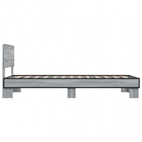 Sengeramme 90x200 cm konstrueret træ og metal grå sonoma-eg