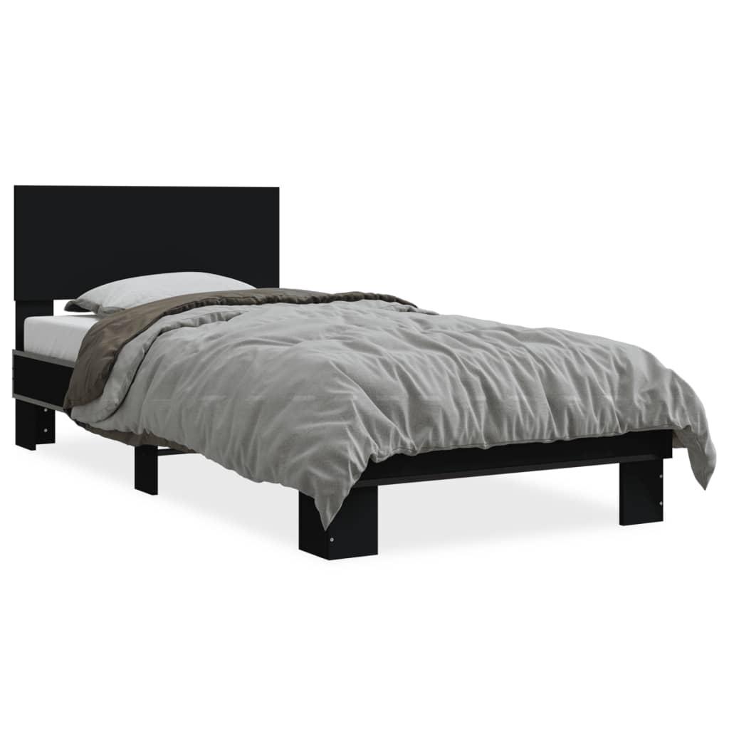 Sengeramme 75x190 cm konstrueret træ og metal sort