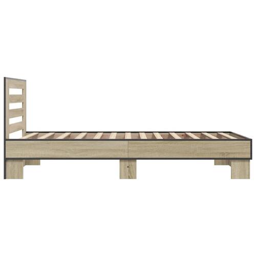 Sengeramme 90x200 cm konstrueret træ og metal sonoma-eg