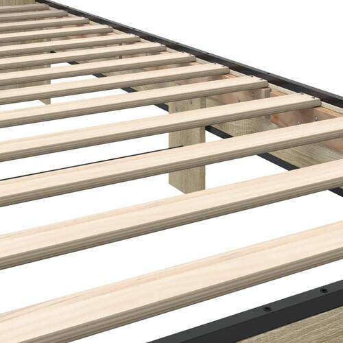 Sengeramme 90x200 cm konstrueret træ og metal sonoma-eg