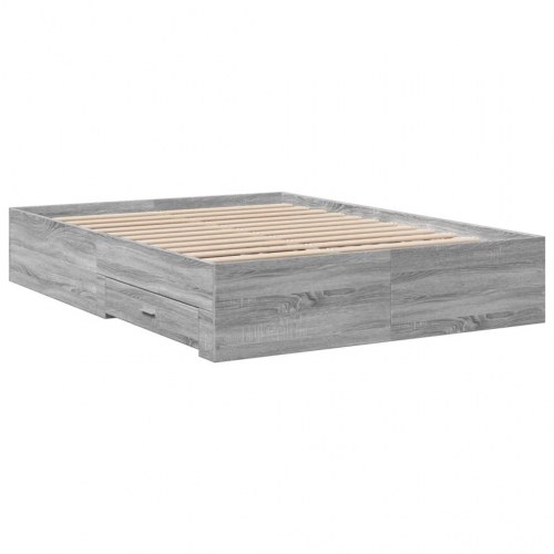 Sengeramme med 4 skuffer 140 x 190 cm - grå sonoma-eg