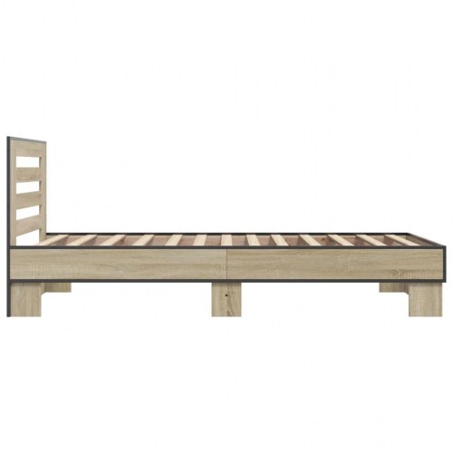 Sengeramme 75 x 190 cm i konstrueret træ og metal - sonoma-eg