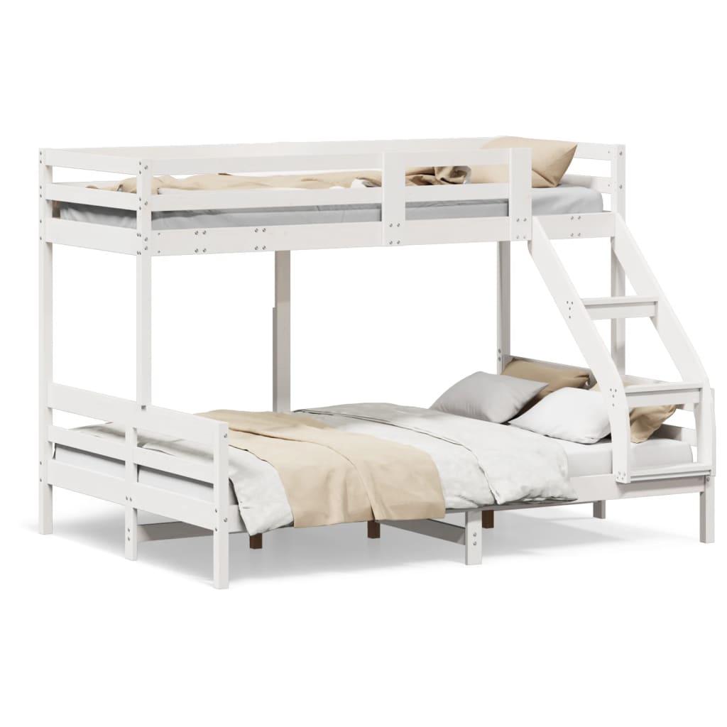 Køjeseng 90x200/140x200 cm massivt fyrretræ hvid