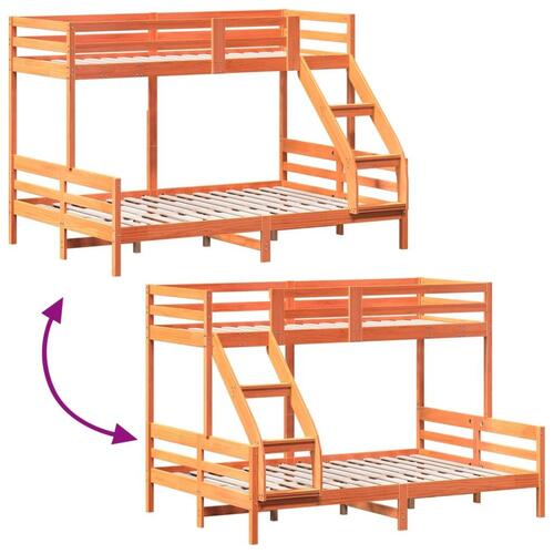 Køjeseng 80x200/140x200 cm massivt fyrretræ gyldenbrun