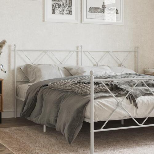 Sengegavl 180 cm metal hvid