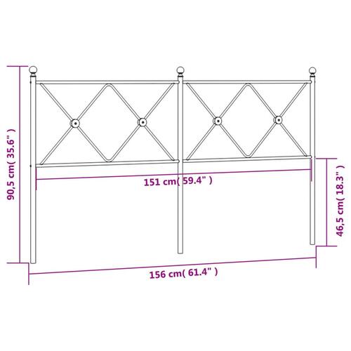 Sengegavl 150 cm metal hvid