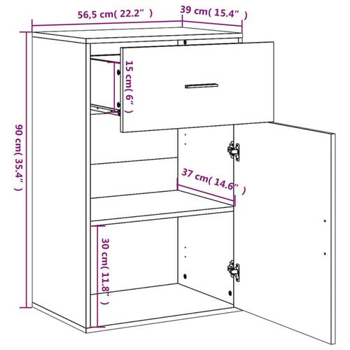 Opbevaringsskab 56,5x39x90 cm konstrueret træ brun egetræsfarve