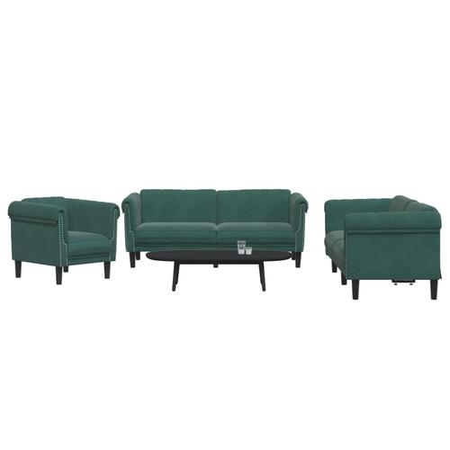 3 personers sofa velour mørkegrøn