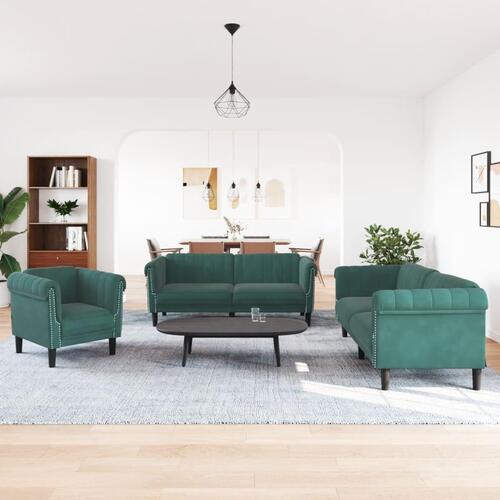 3 personers sofa velour mørkegrøn