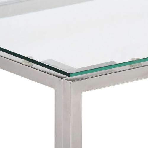 Konsolbord rustfrit stål og hærdet glas sølvfarvet
