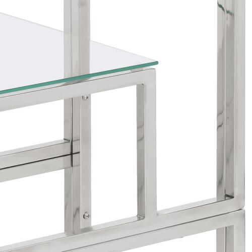 Konsolbord rustfrit stål og hærdet glas sølvfarvet