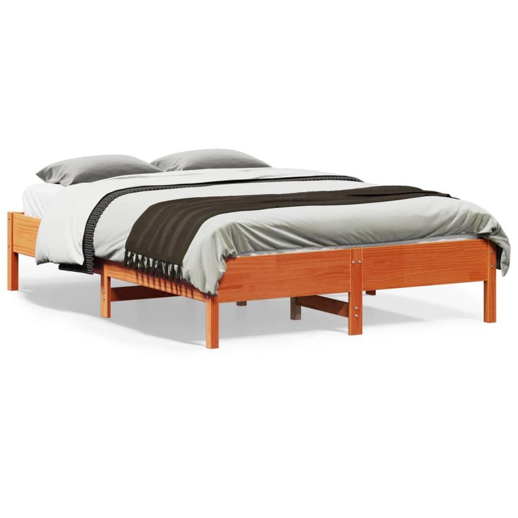 Sengeramme uden madras 140x190 cm massivt fyrretræ gyldenbrun