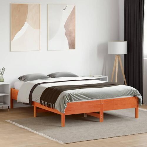 Sengeramme uden madras 140x190 cm massivt fyrretræ gyldenbrun