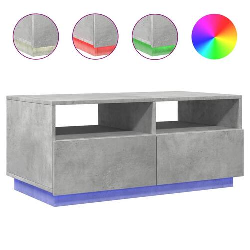 Sofabord med LED-lys 90x49x40 cm betongrå