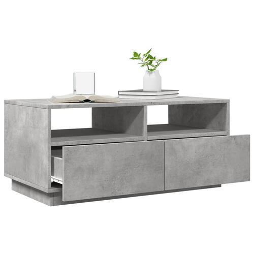 Sofabord med LED-lys 90x49x40 cm betongrå