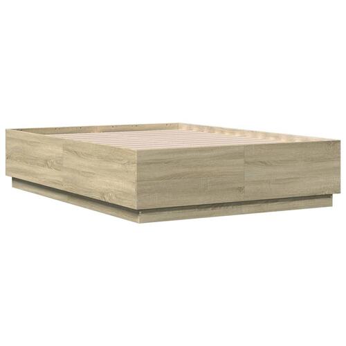 Sengestel 135x190 cm konstrueret træ sonoma-eg