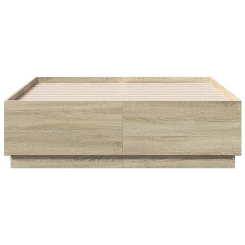 Sengestel 135x190 cm konstrueret træ sonoma-eg