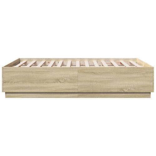 Sengestel 135x190 cm konstrueret træ sonoma-eg