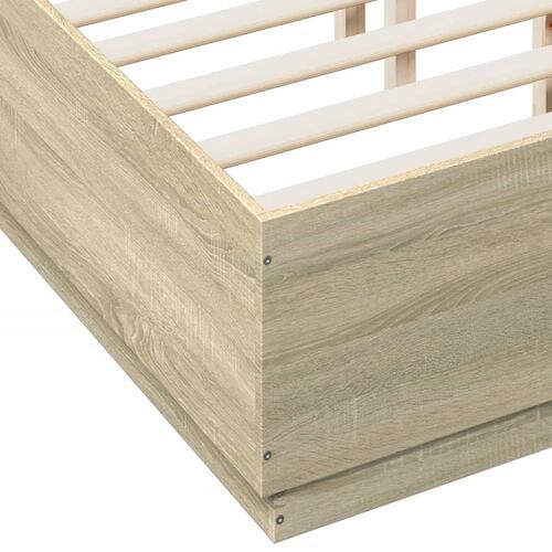 Sengestel 135x190 cm konstrueret træ sonoma-eg