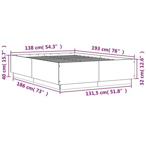 Sengestel 135x190 cm konstrueret træ sonoma-eg