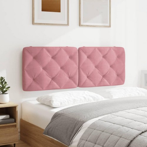 Gavlpude 120 cm i velour - lyserød, diamantquilt