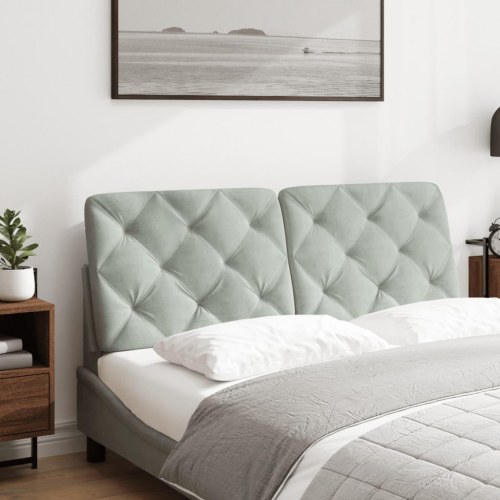 Gavlpude 140 cm i velour - lysegrå, diamantquilt