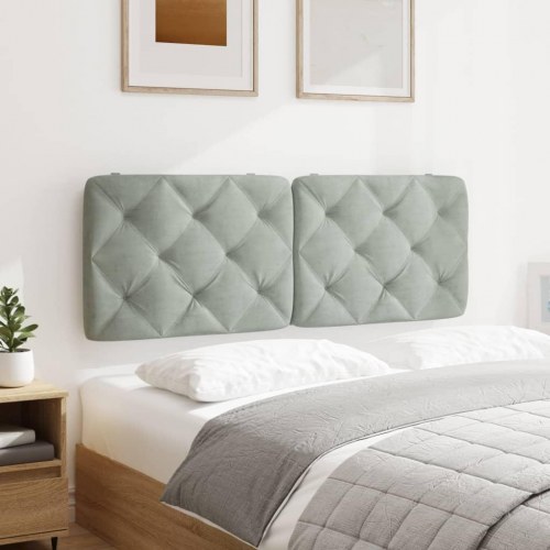 Gavlpude 140 cm i velour - lysegrå, diamantquilt