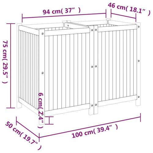 Plantekasse med for 100x50x75 cm massivt akacietræ