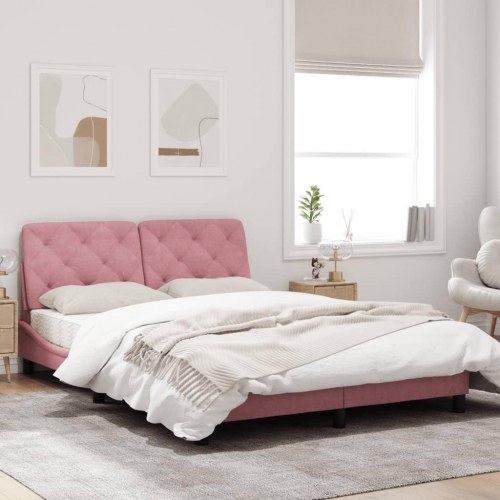 Sengeramme med LED uden madras 120 x 200 cm - lyserød