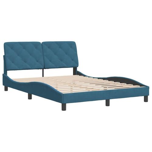 Sengeramme med sengegavl 120x200 cm velour blå