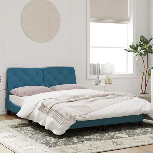 Sengeramme med sengegavl 120x200 cm velour blå