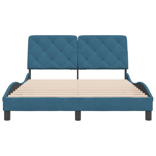 Sengeramme med sengegavl 120x200 cm velour blå