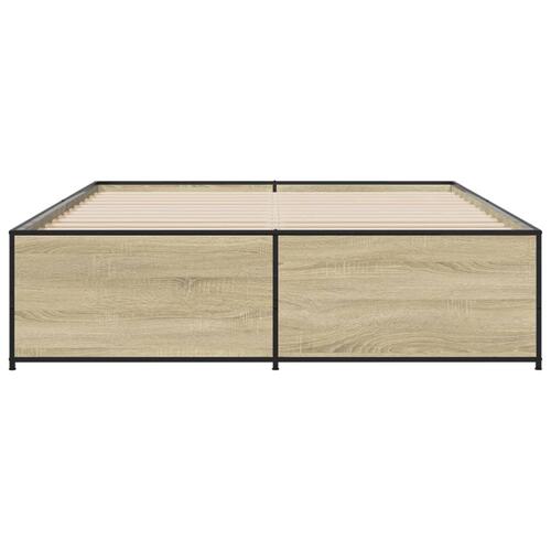 Sengestel 140x200 cm konstrueret træ og metal sonoma-eg