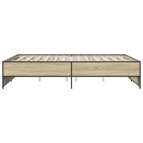 Sengestel 140x200 cm konstrueret træ og metal sonoma-eg