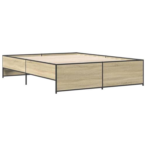 Sengestel 140x200 cm konstrueret træ og metal sonoma-eg