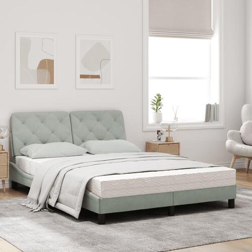 Seng med madras 120x200 cm velour lysegrå