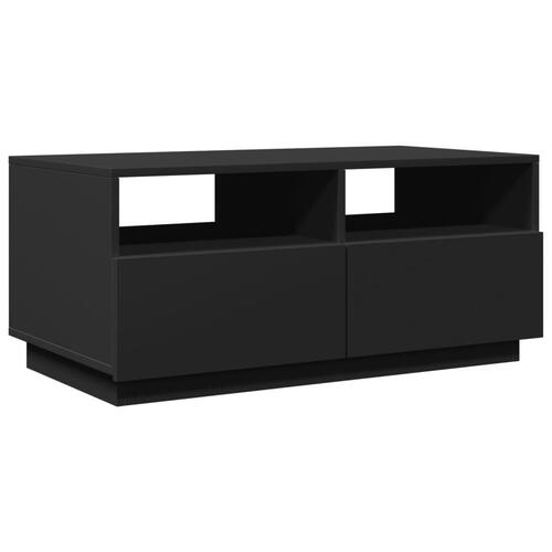 Sofabord med LED-lys 90x49x40 cm sort