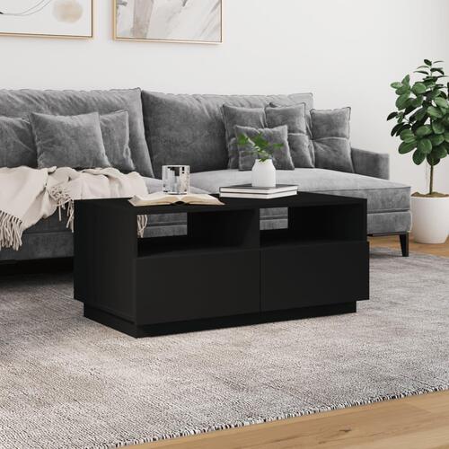 Sofabord med LED-lys 90x49x40 cm sort