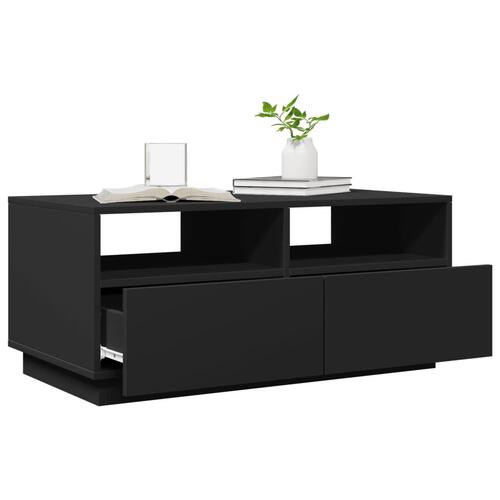 Sofabord med LED-lys 90x49x40 cm sort