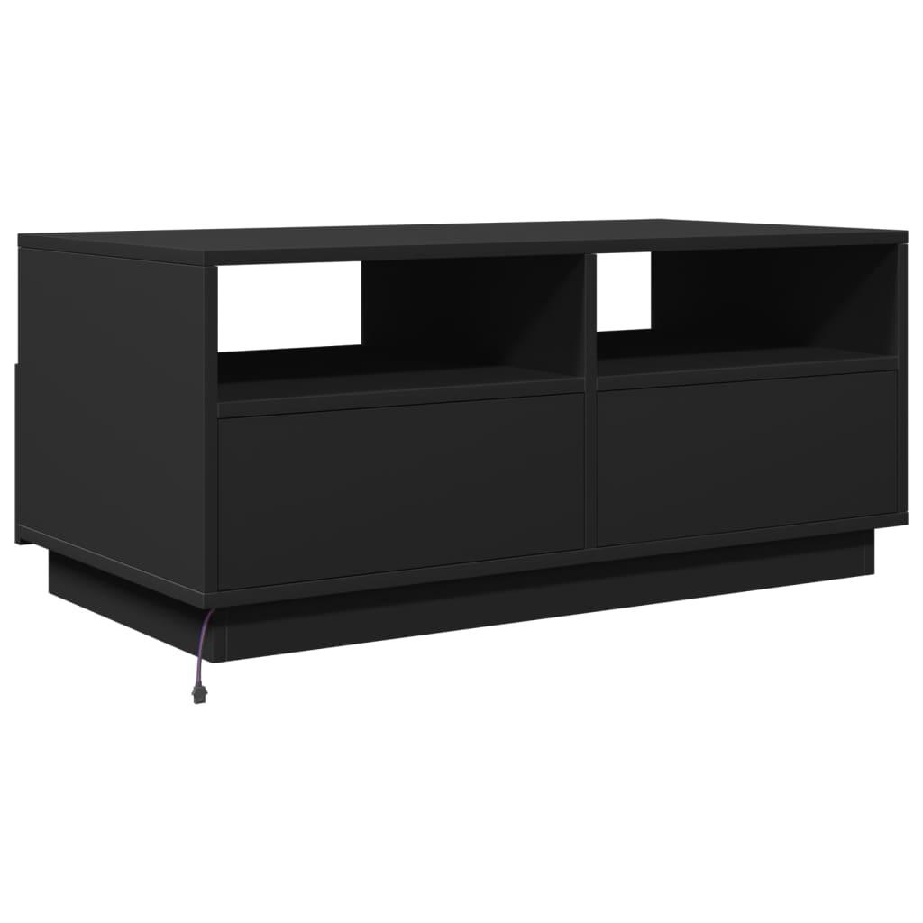 Sofabord med LED-lys 90x49x40 cm sort
