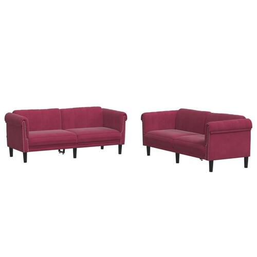 2 personers sofa velour vinrød