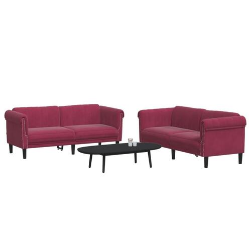 2 personers sofa velour vinrød